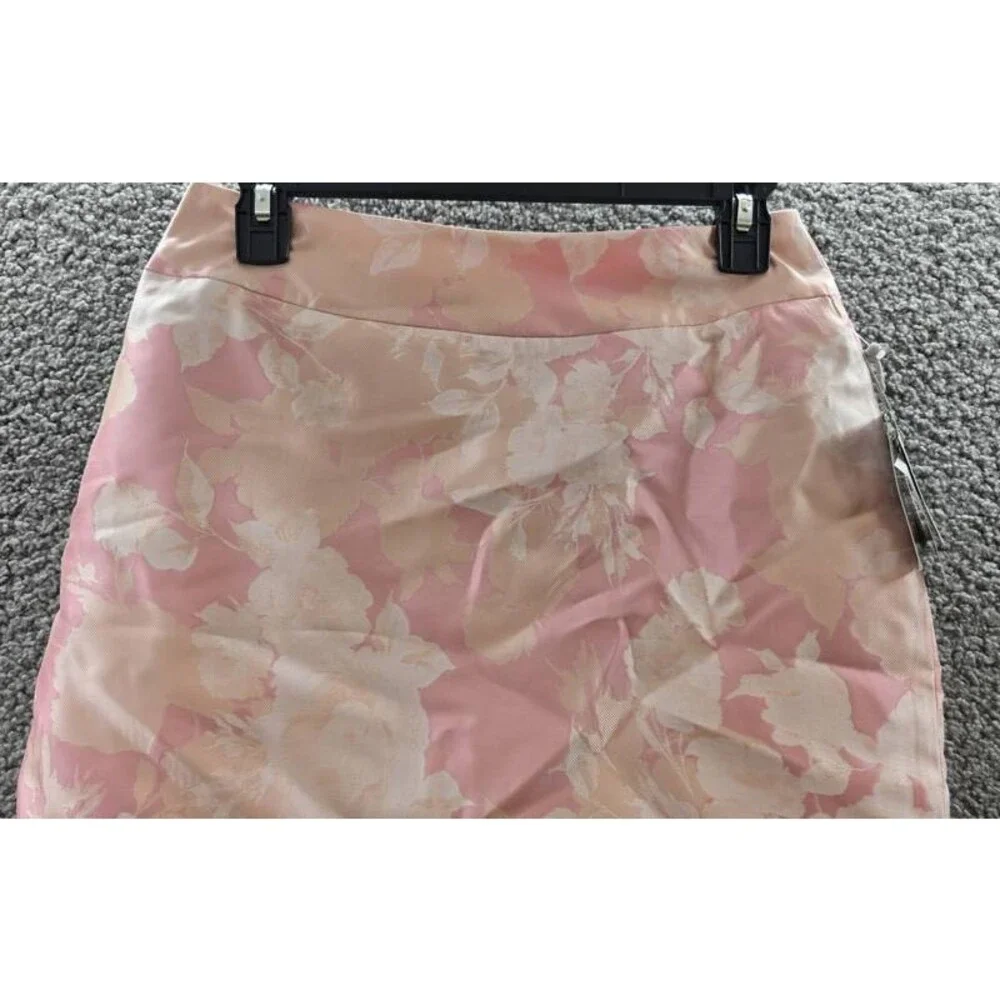 Kasper Floral-Print Scalloped-Edge Pencil Skirt Women's 2P Tutu Pink Back Zip
